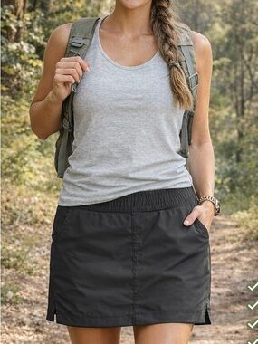 prAna Halle Black Athletic Skort Size 8 Lined Stretch Outdoor Travel Activewear